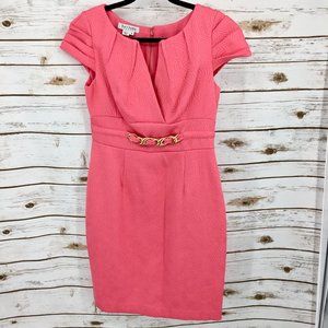 Kay Unger matelasse wiggle sheath dress chain belt